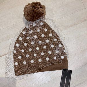 BCBG Polka Dot Veil Beanie